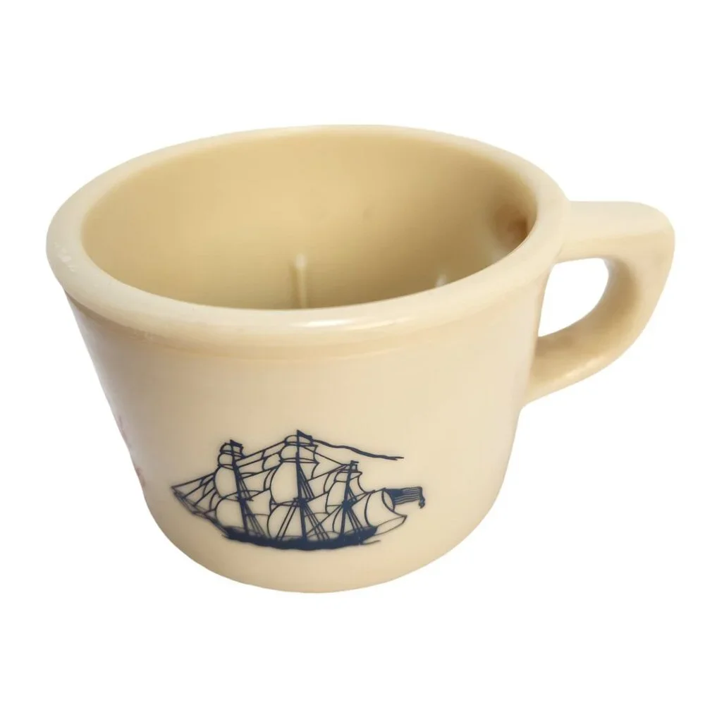 Old Spice Shaving Mug Vintage Shulton #25 Ship Grand Turk Salem 1786 2-3/8